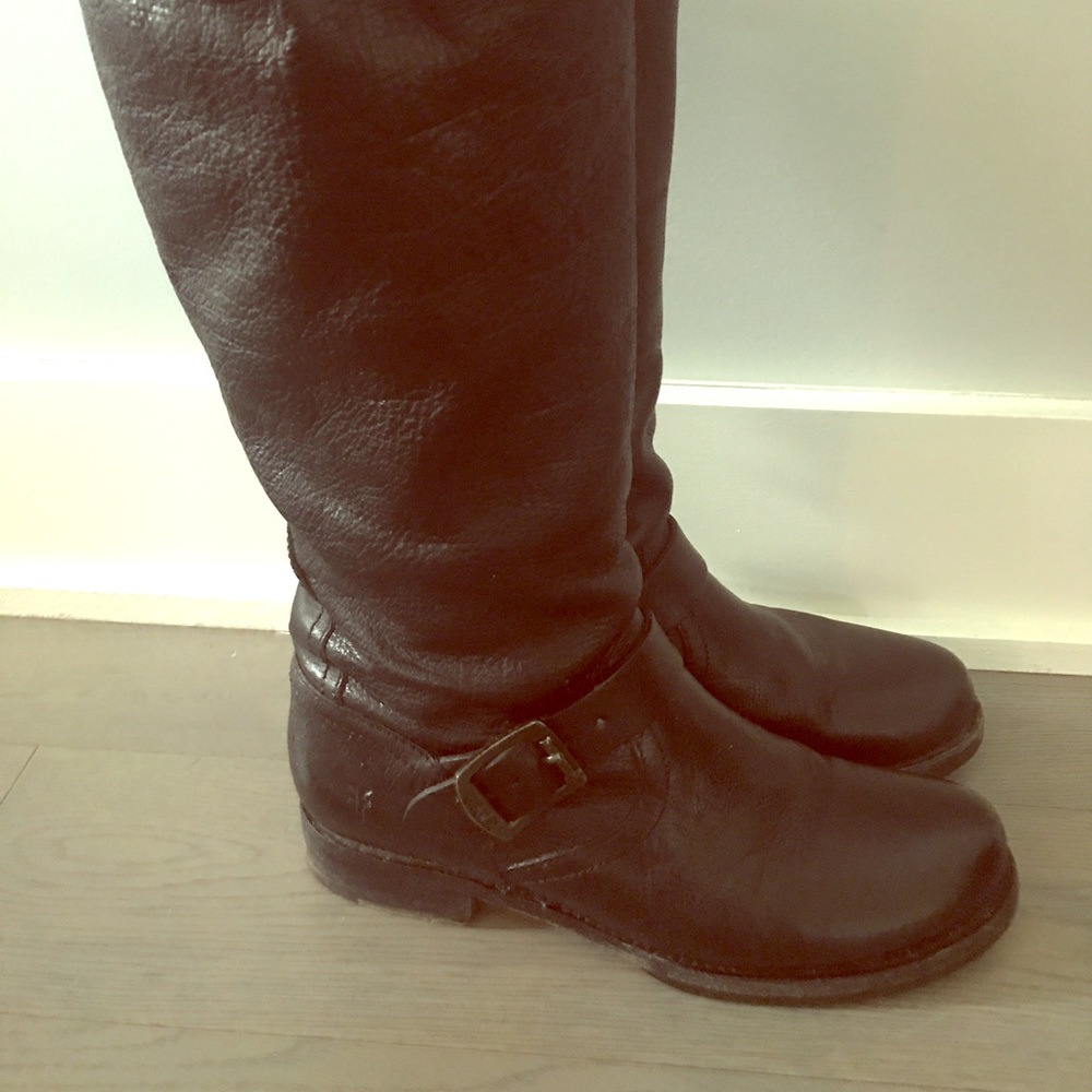 Veronica slouch black leather Frye boots